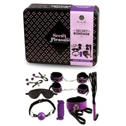 Secretplay BDSM-Set mit Fesseln, Ballknebel und Augenmaske im Detail nebeneinander