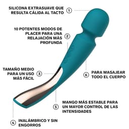 Lelo Smart Wand 2 Medium Aqua im Größenvergleich in der Hand