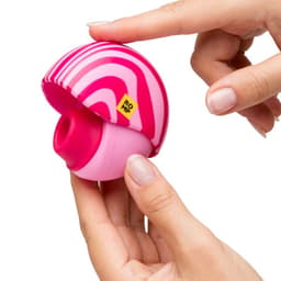ROMP Spin Rabbit-Vibrator mit rotierendem Schaft, Bedienelemente für Vibration und Rotation in der Nahaufnahme