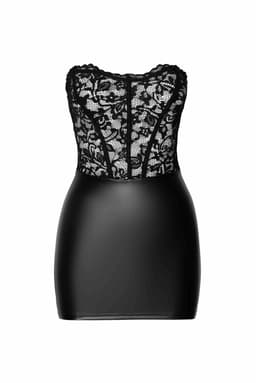 Noir Handmade Corsagenkleid, Detailansicht des Materialkontrasts an der Taille