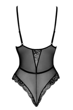 Kissable Stringbody in Schwarz, Detailaufnahme des Hakenverschlusses am Neckholder