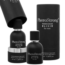 PheroStrong Pheromone Elixir for Men von der Seite mit Zerstäuber im Detail