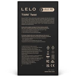Verpackung des LELO Tiani Twist Paarvibrators mit Produktabbildung und Logo