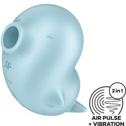Satisfyer Sassy Seal Druckwellenvibrator in Blau im Seehund-Design, Gesamtansicht