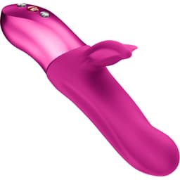Fun Factory Bi Stronic Fusion Rabbit-Vibrator von der Seite fotografiert, Form und Struktur der Oberfläche im Detail