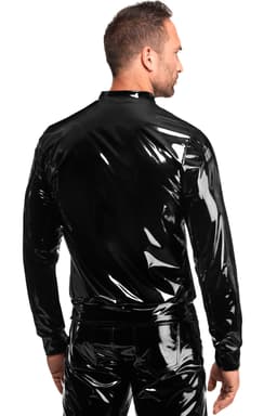 Noir Handmade Lack-Jacke, Detailansicht des Stehkragens