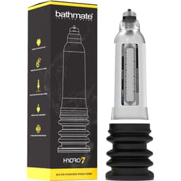 Bathmate Hydro7 Hercules Penispumpe von der Seite mit Ventil und Basis im Detail