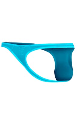 Cut4Men Brazilian-Thong aus durchsichtigem Netzmaterial, Farbvariante Türkis, Gesamtansicht von vorne