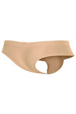 Cut4Men Cheeky-Slip im Hybrid-Schnitt in Sandgold, seitliche Ansicht im Ganzen