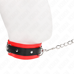 Kink Basismodell 3 rotes Halsband mit Leine flach ausgelegt, gesamte Länge sichtbar