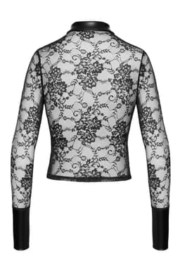 Noir Handmade F377 Noirelle Spitzenshirt in Schwarz, weitere Nahaufnahme des Materials