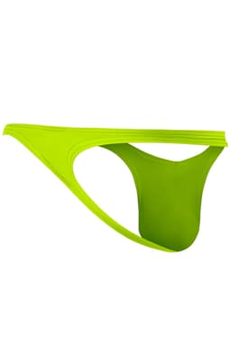 Cut4Men Low Rise Bulge String in Neongelb, Nahaufnahme des elastischen Materials