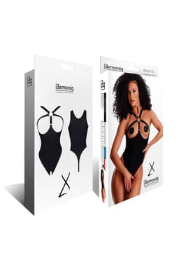 Demoniq LadyX Elena Ouvert-Body, im Größenvergleich getragen