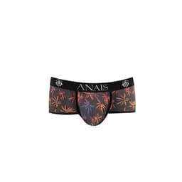 Anais Men Chill Slip mit buntem Palmenprint auf Tüll, Nahaufnahme des Stoffs und der Verarbeitung