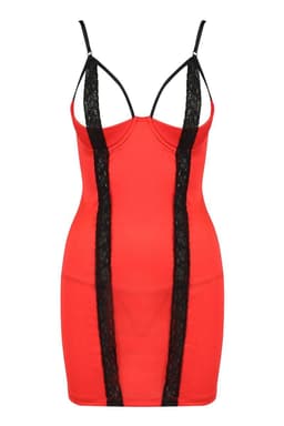 Passion Devil Collection Chemise in Rot/Schwarz, Gesamtansicht von vorne