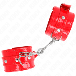 Kink Handgelenkfesseln in Rot im Größenvergleich, verstellbar 23–33 cm