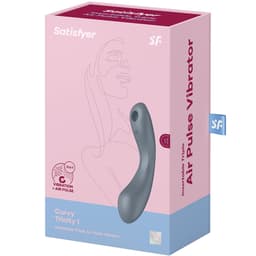 Satisfyer Curvy Trinity 1 Druckwellenvibrator aus Silikon und ABS mit Schaftspitze in der Detailaufnahme