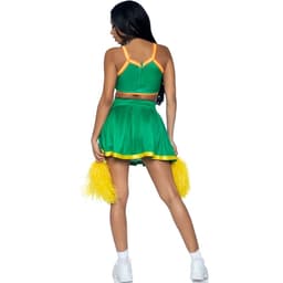 Crop-Top mit Cheer-Logo aus dem grünen Leg Avenue Kostüm im Detail