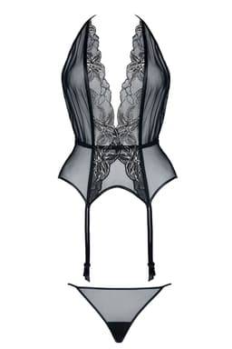 Demoniq Penelope Corsage in schwarz-gold, Ansicht von der Seite