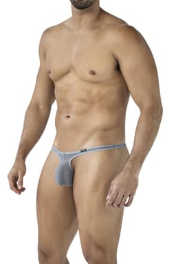 Nahaufnahme von Stoff und gummiertem Markenlogo des Cut4Men Micro Bulge String Netz Strings