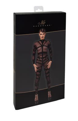 Noir Handmade F357 Bondesque Catsuit in Schwarz, Ansicht der Gesamtpassform