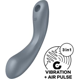 Satisfyer Curvy Trinity 1 Druckwellenvibrator aus Silikon und ABS in der Gesamtansicht mit abgerundetem Schaft
