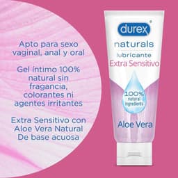 Rückseite der Durex Naturals Extra Sensitive Flasche mit Produktangaben