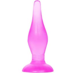 Baile Soft Touch Analplug mit Saugnapf in Lila im Größenvergleich mit Maßangabe