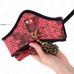 Kink Scandal Halsband mit Spitzenriemen flach ausgelegt, gesamte Länge sichtbar