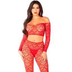 Leg Avenue Crop Top in Rot, figurbetonter Schnitt in der Vorderansicht