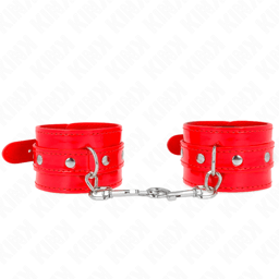 Kink Handgelenkfesseln in Rot, einer glänzenden Lack-Optik im Detail