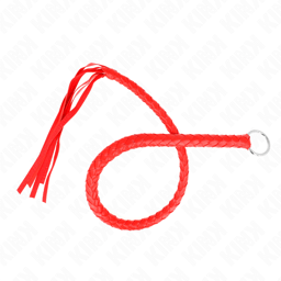 Kink Schlangenpeitsche mit rotem Handring in der Hand gehalten
