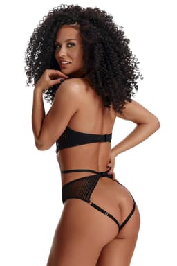 Demoniq LadyX Perla Ouvert-Body, Detailansicht des blickdichtem Stoff und Spitze