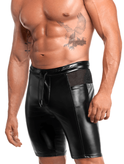 Noir Handmade Onyx Hybrid Shorts, Nahaufnahme des Powerwetlook-Materials