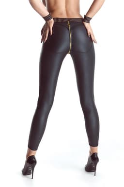 Demoniq Cash Baby Leggings, Nahaufnahme der goldfarbenen Punkt-Applikationen