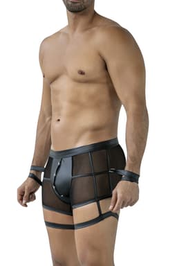 Cut4Men Prison Shorts in Schwarz, komplette Gesamtansicht von vorne