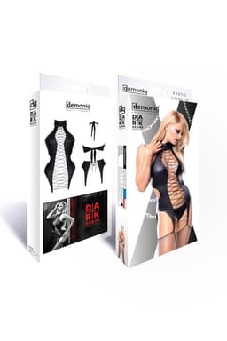 Verpackung der Demoniq DDHekate001 Corsage, Studioaufnahme in neutralem Hintergrund