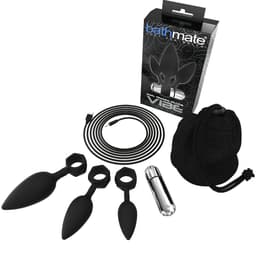 Bathmate Anal Training Set mit drei Silikonplugs und Vibrokugel, Gesamtansicht