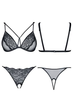 Demoniq Gabrielle Dessous-Set in schwarz, Ansicht von hinten in voller Länge