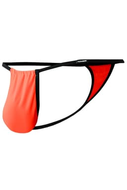 Cut4Men String mit Pouch-Design in Mandarine, Detailansicht des Pouch-Schnitts