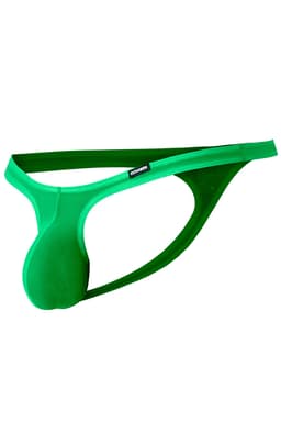 Cut4Men Micro Thong in Türkis, Detailansicht des gummierten Logos am Bund