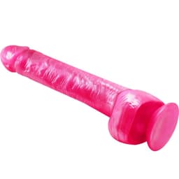 Baile realistischer Dildo in Rosa mit Saugnapf im Größenvergleich neben einer Hand