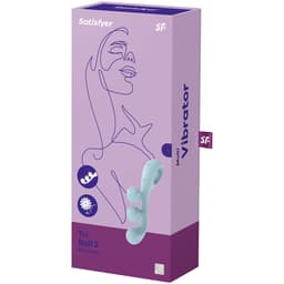 Verpackung des Satisfyer Tri Ball 2 Multivibrators, Studioaufnahme auf weißem Hintergrund