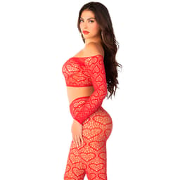 Rote Strumpfhose aus dem Leg Avenue Set, am Bein getragen