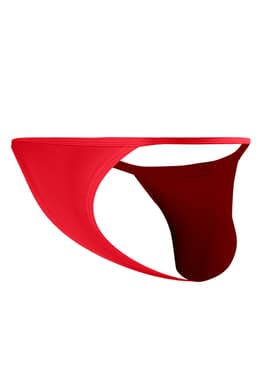 Cut4Men Tanga Kini in Rot, Nahaufnahme des elastischen Materials