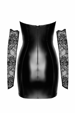 Noir Handmade Minikleid mit Spitze in Schwarz, Detailaufnahme des verdeckten Reißverschlusses am Rücken