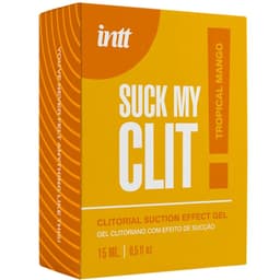 Verpackung des Intt Suck My Clit Saugeffekt-Gels mit Tropische Mango-Geschmack