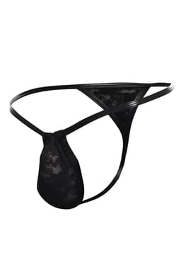 Cut4Men G-String aus Spitze mit Hebefunktion in Schwarz, Detailansicht der Spitzenverarbeitung
