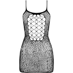 Passion BS096 Minikleid aus Mesh mit Spitze flach liegend, komplette Schnittform erkennbar