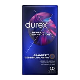 Durex Perfect Connection Kondompackung von der Rückseite mit Hinweisen zur Silikonbasis